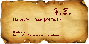 Hantó Benjámin névjegykártya