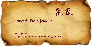 Hantó Benjámin névjegykártya